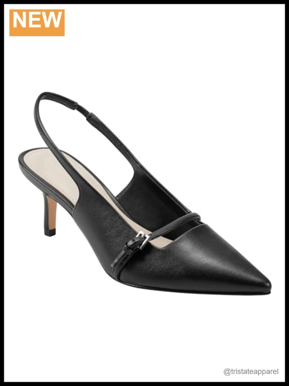 Faux Leather Slingback Kitten Heel Pointed Toe Dress Pumps